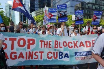 manifestatie tegen blokkade Cuba